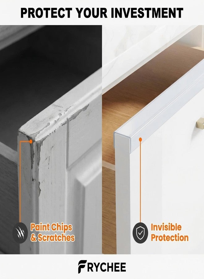 Frychee Full 18 Inches Unshortened Cabinet Door Protector, Clear Flexible Slip-On Edge Guard with Soft Rubber Groove, Trimable Cabinet Bumper for 3/4" Thick Doors, Anti-Wear Anti-Chip, 2 Pack - Image 4