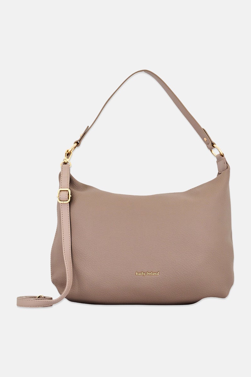 Kathy Ireland Women Brand Logo Handbag, Taupe - Image 1