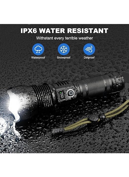 Calyrex Calyrex Flashlights High Lumens Rechargeable 200000 Lumen LED Brightest Flashlight with LCD Digital Display 5 Modes IPX6 Waterproof Powerful Handheld Flash Light for Camping  - Image 2
