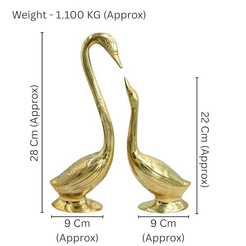 TREE MAISON CORONATING HOMES Brass Swan Pair Statue | Hanso ke Jode | Vastu Shastra & Feng Shui Remedies | Home Decor | Showpiece | Vastu Remedy | Brass Swan Couple | Weight - 1 KG Approx - Image 2