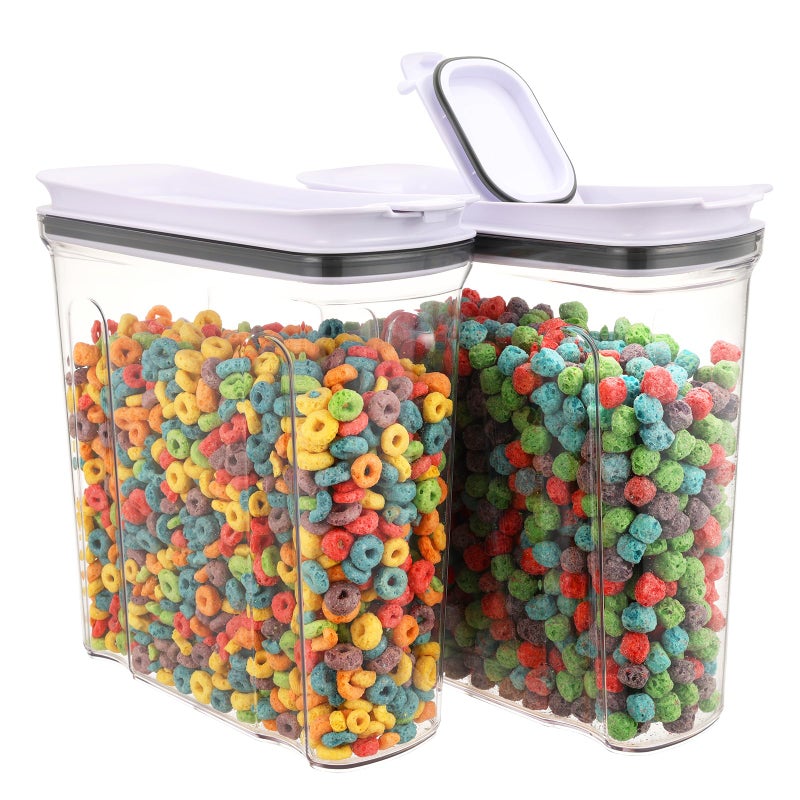 FreshKeeper Cereal Containers Storage Set Airtight Food Storage Container with Lid 4L1352oz 2PCS BPAFREE Plastic Pantry Organization Canisters for Rice Cereal Flour Sugar Dry Food in Kitchen