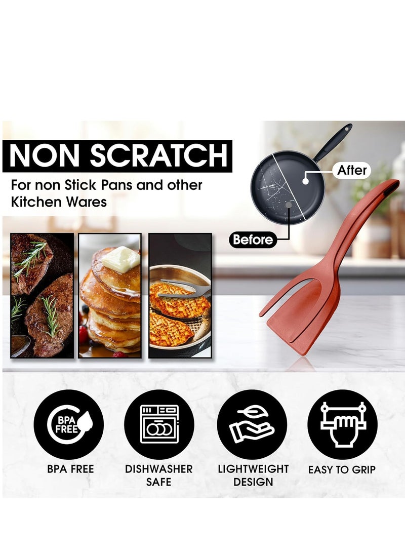 Generic - Egg Flipper Spatula Tongs - 2 in 1 Grip and Flip Spatula Tong Multi-Purpose Use Non-Stick Kitchen Flipper Spatula For Bread Fish Pancake Toast Home Kitchen Cooking Tool - Image 1