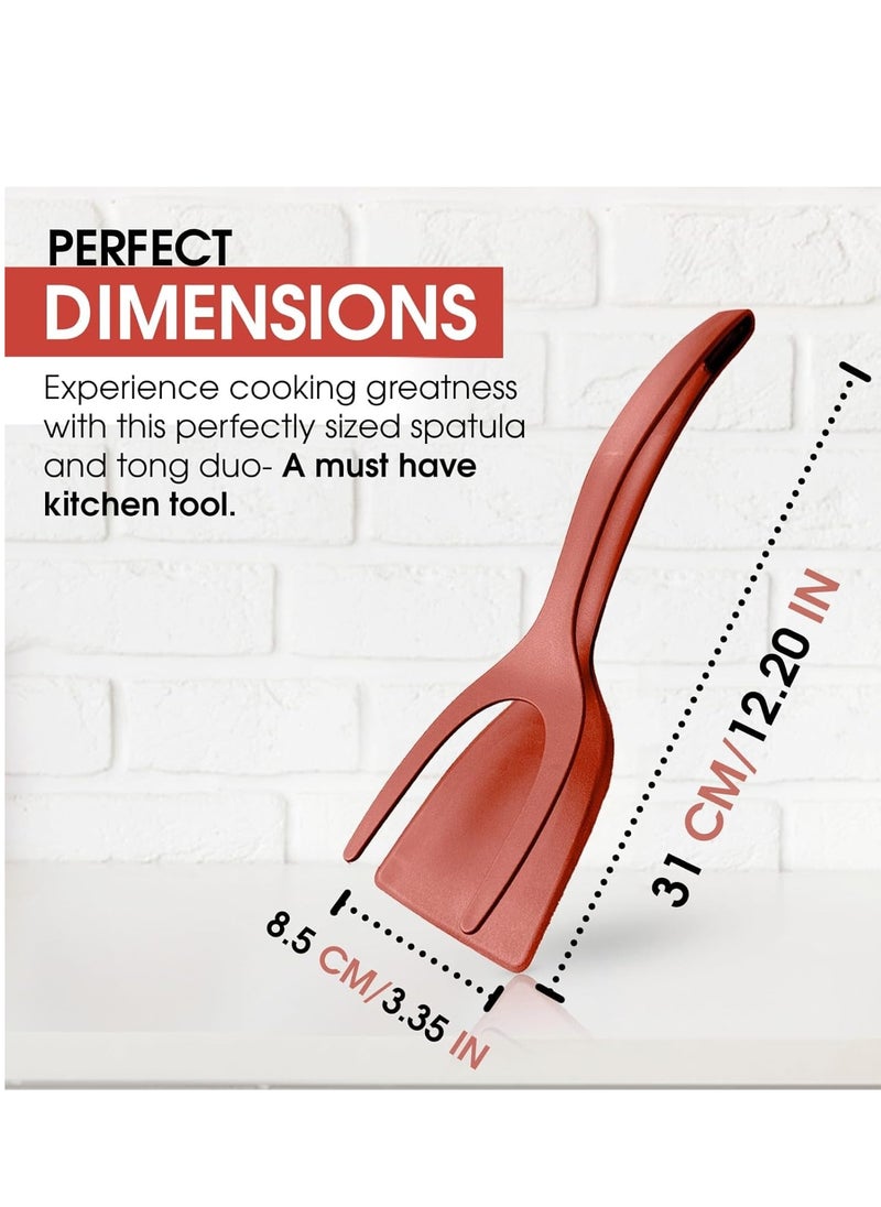 Generic - Egg Flipper Spatula Tongs - 2 in 1 Grip and Flip Spatula Tong Multi-Purpose Use Non-Stick Kitchen Flipper Spatula For Bread Fish Pancake Toast Home Kitchen Cooking Tool - Image 1