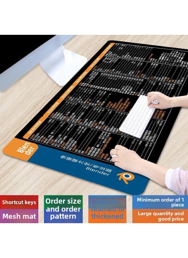 Generic - [blender Shortcut Key] Oversized WPS Desk Pad IDEA Office Mouse Pad Da Vinci Keyboard Computer Pad-Color:1000*500*4mm-Pattern:MAYA Shortcut Keys - Image 1