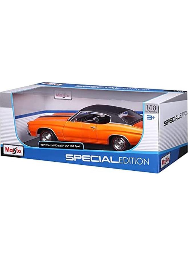 مايستو دييكاست إصدار خاص 1 18 1971 شيفروليه شيفيل Ss 454 دييكاست موديل سيارة برتقالية - Image 4