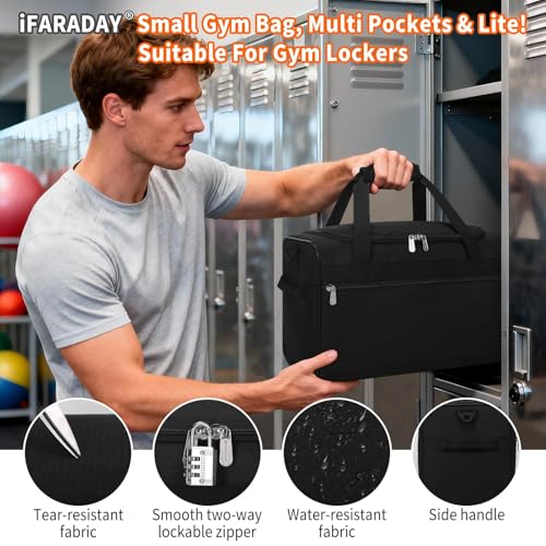iFARADAY 20L Small Duffle Bag for Gym Carry On Personal Item Travel Duffle Bag Weekender Overnight Bag for Travel Sports Workout Black - Image 3