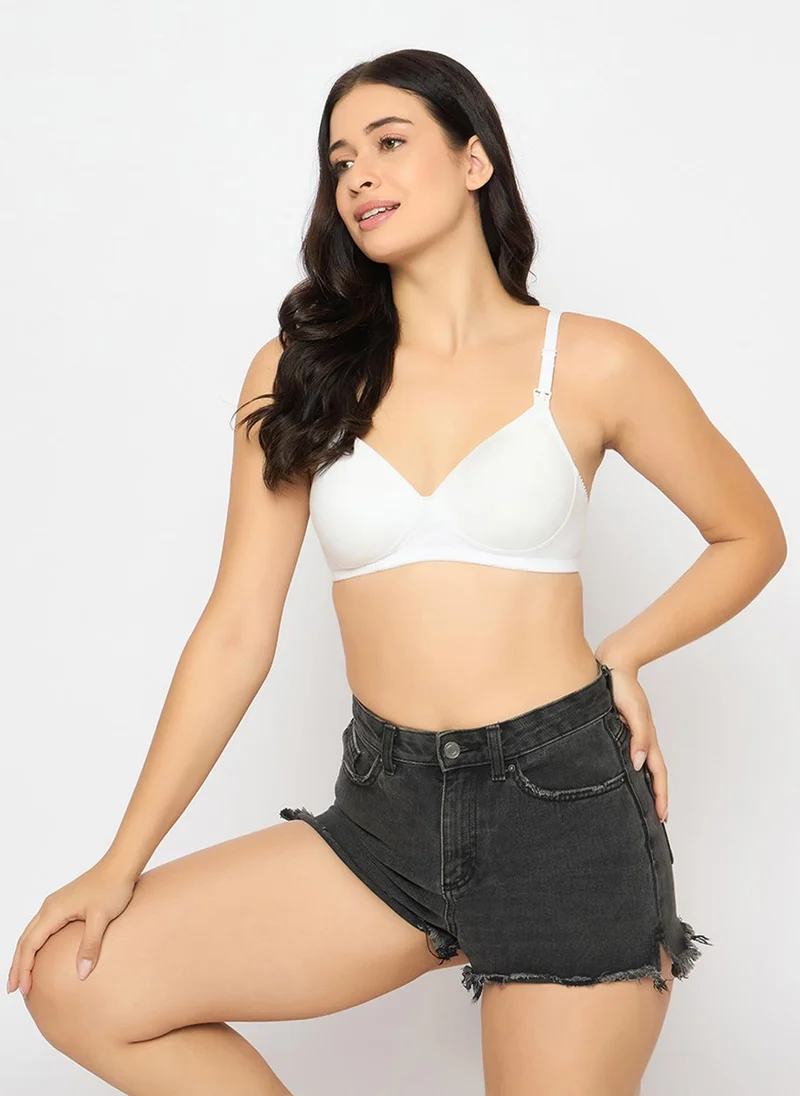كلوفيا Clovia Padded Non-Wired Demi Cup Feeding Bra in White