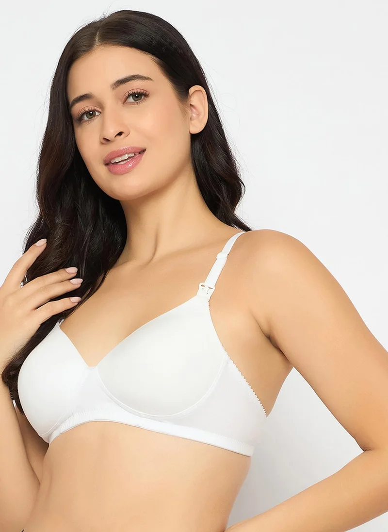 Clovia Clovia Padded Non-Wired Demi Cup Feeding Bra in White