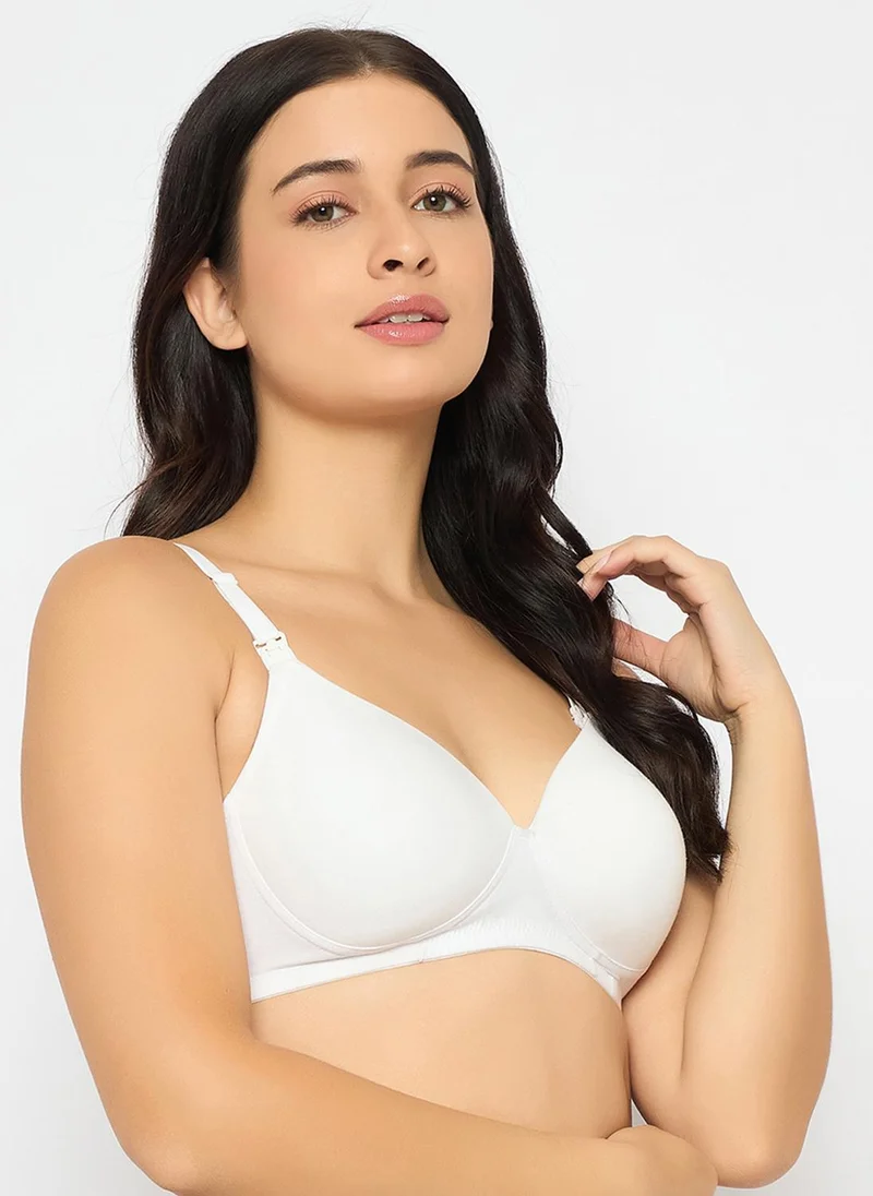 Clovia Clovia Padded Non-Wired Demi Cup Feeding Bra in White