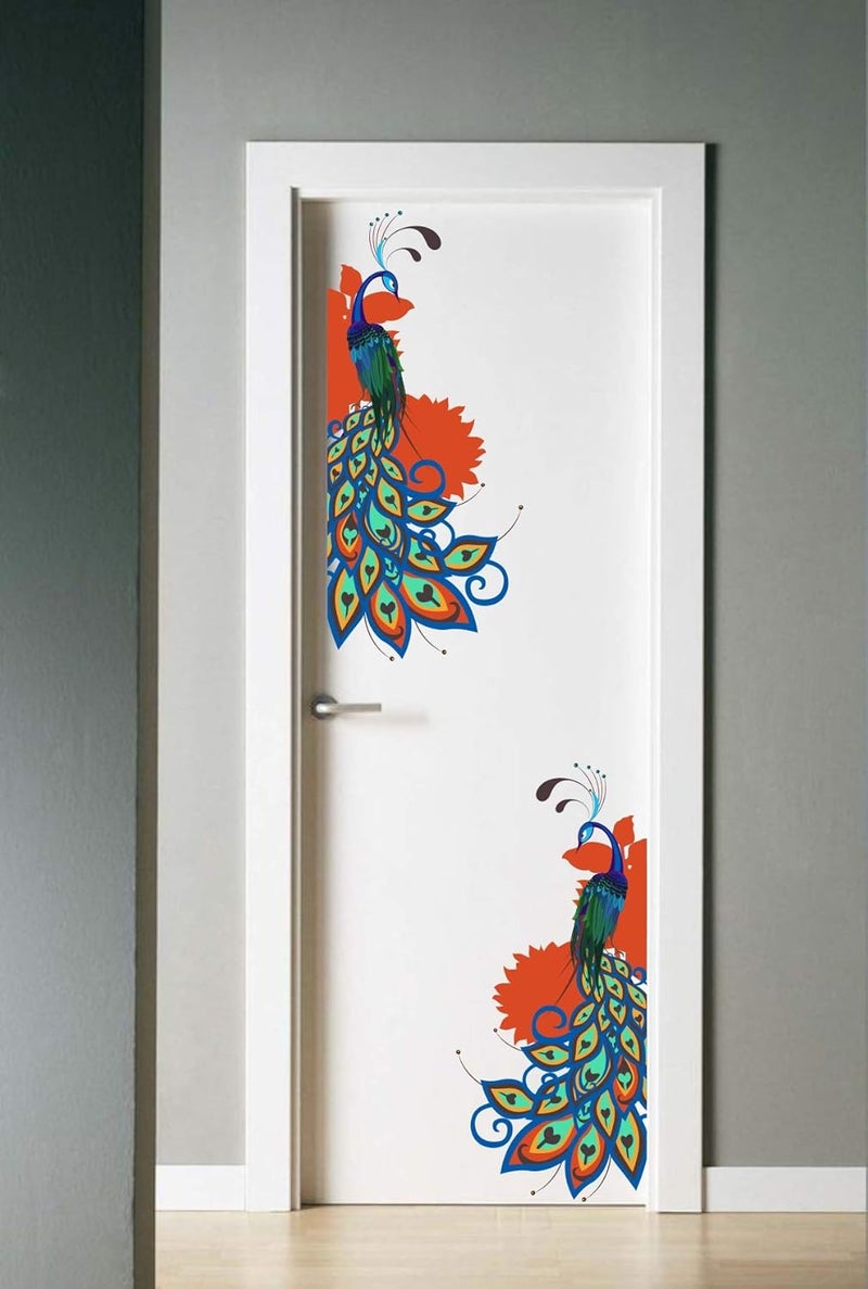 Decor Villa PVC Vinyl Peacock 3D Wall Sticker JUST Peel Stick New Modern Art Trendy Wall Stickers for Home Decoration Living RoomOffice Bedroom etc Size 58 CM X 53 CM Multicolor