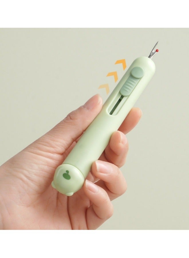 2 in 1 Needle Threader Seam Rippers Stitch Unpicker Plastic Handle Sewing Handy Thread Tools Suitable For Cross Stitch, Sewing, Handwork Green - Image 1