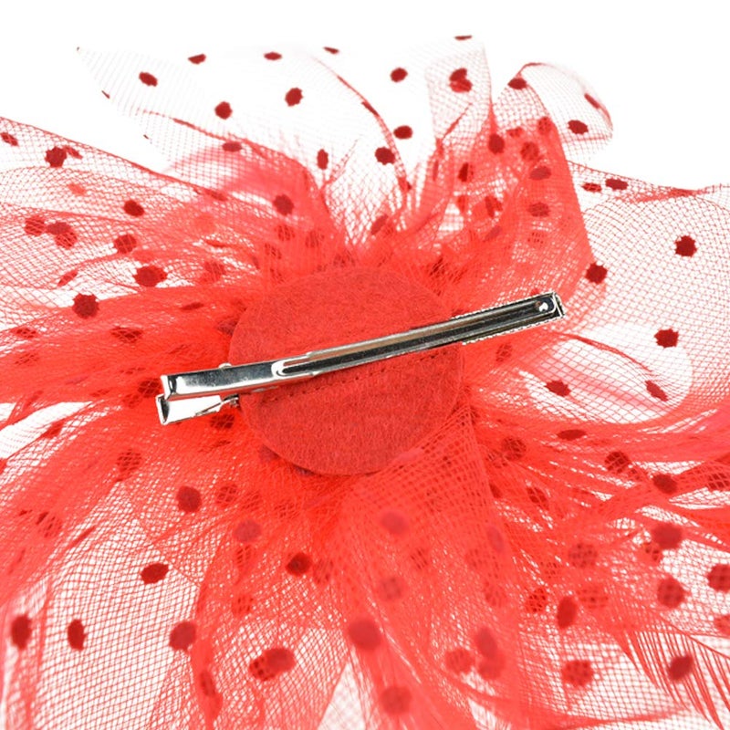 DRESHOW Fascinators Hat Flower Mesh Ribbons Feathers on a Headband and a Clip Tea Party Headwear for Girls and Women - Image 4