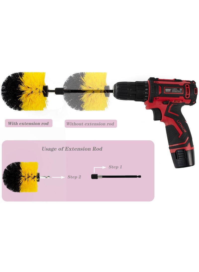 Car Cleaning Brush Set Drill Brush with Extension Rod and Storage Box Soft and Medium Stiffness 5 Pieces - Image 4