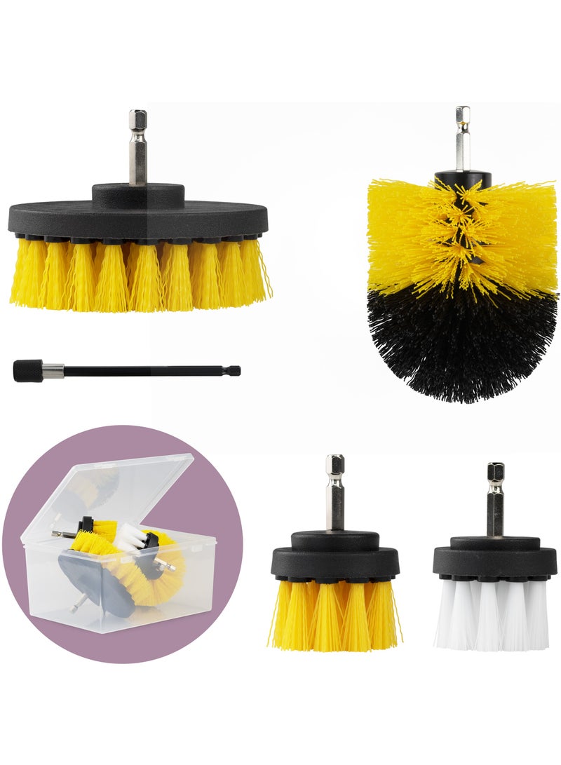 Car Cleaning Brush Set Drill Brush with Extension Rod and Storage Box Soft and Medium Stiffness 5 Pieces - Image 1