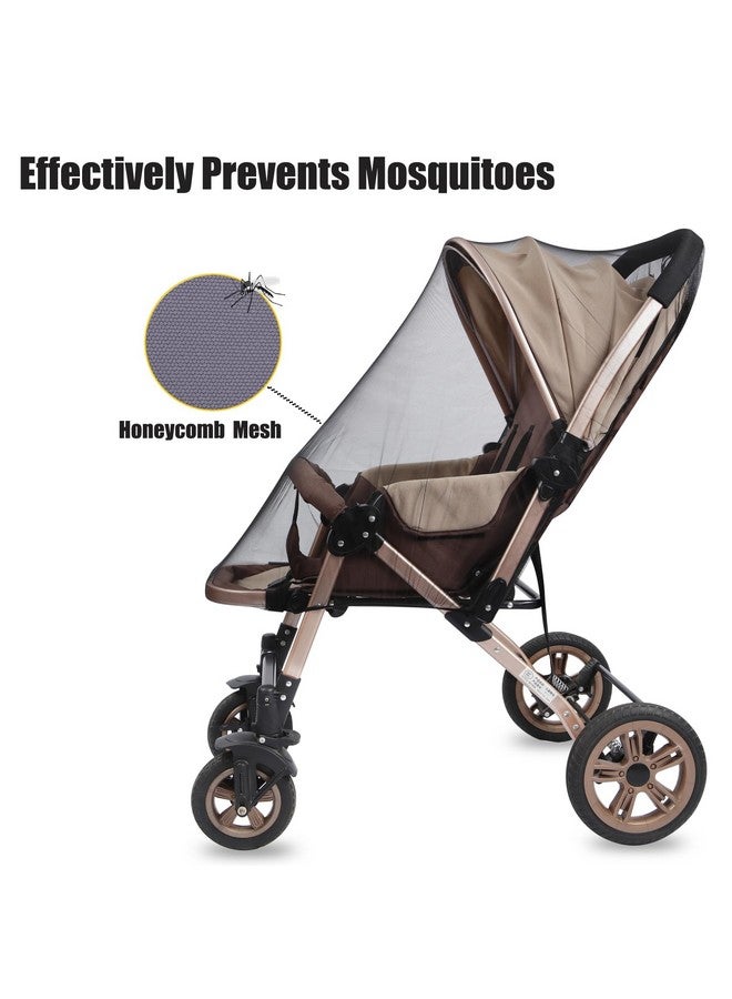 PandaEar 2 Pack Mosquito Net for Strollers, Universal Baby Bug Net for Strollers, Car Seat, Bassinet, Cradle -Black - Image 2