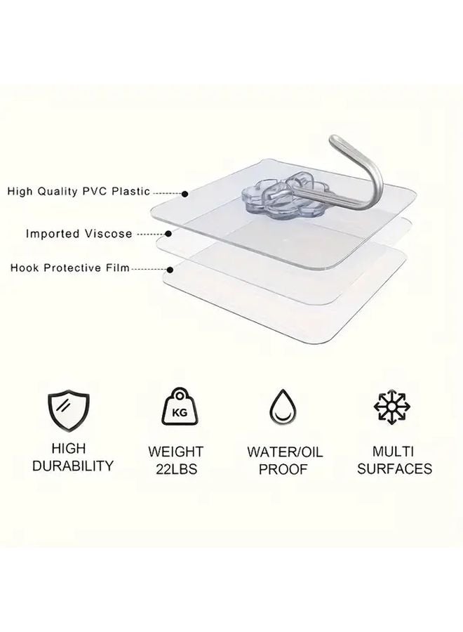 51pcs Transparent Self Adhesive Hooks No Residue Wall Mounts for Kitchen Bathroom Storage - Image 5