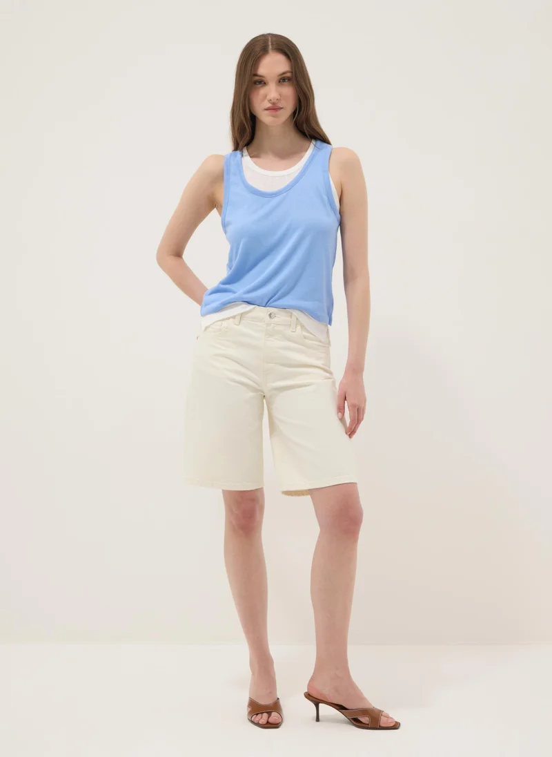 Ovs OVS Light Blue Viscose-Blend Regular-Fit Tank Top