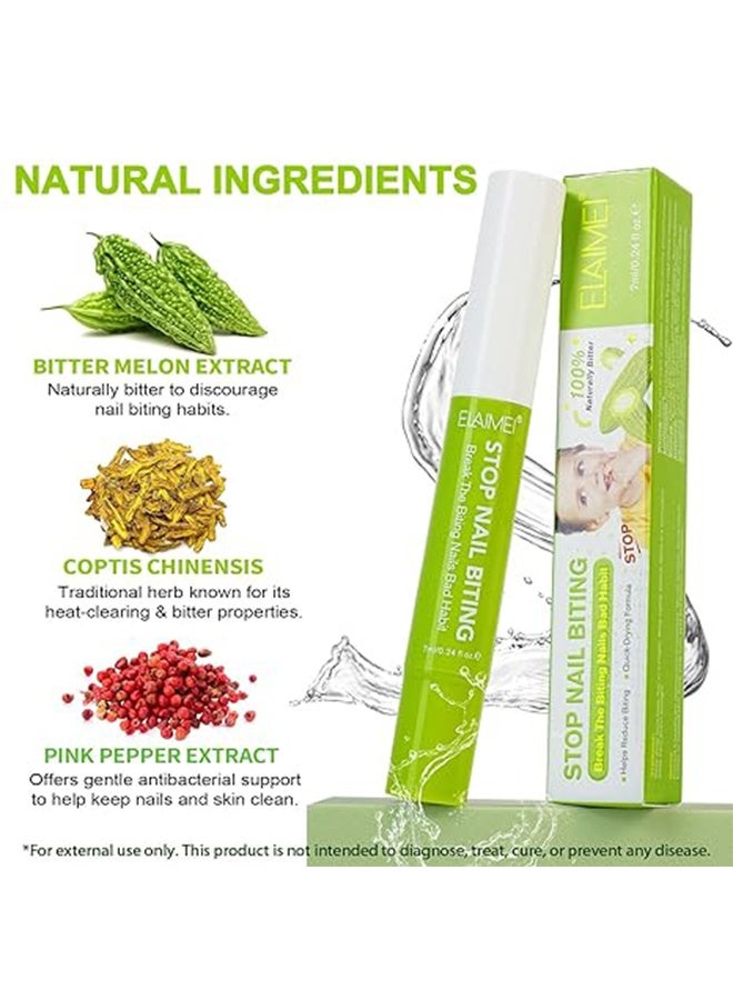 Elaimei Nail Biting Treatment for Kids, (2pcs) Thumb Sucking Deterrent, Nail Biting Prevention for Kids, Safe and Natural Plant Bitter Formula, Nail Care Stop Biting Nails-0.24floz - Image 3