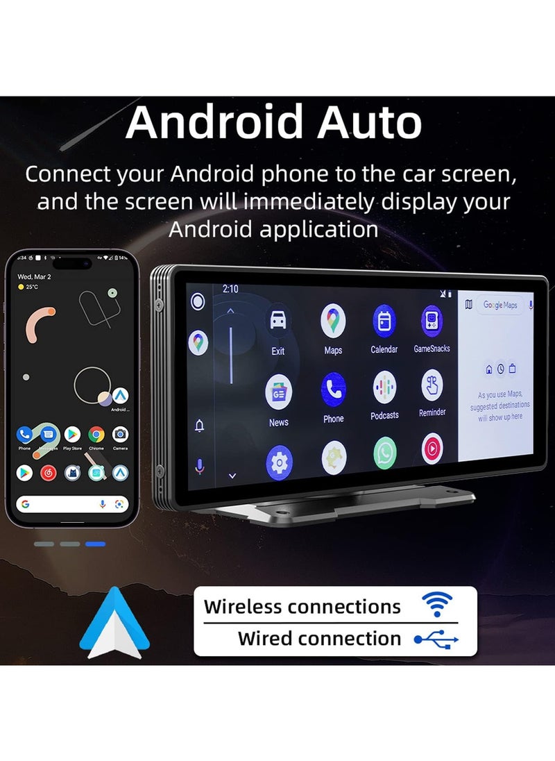 AROAQ - 9.3 Inch Car Stereo MP5 Player BT Hands-Free Calling FM Radio Support Carplay Android Auto Phone Link Reversing Assist U-Disk/TF Card with Adjustable Bracket - Image 1