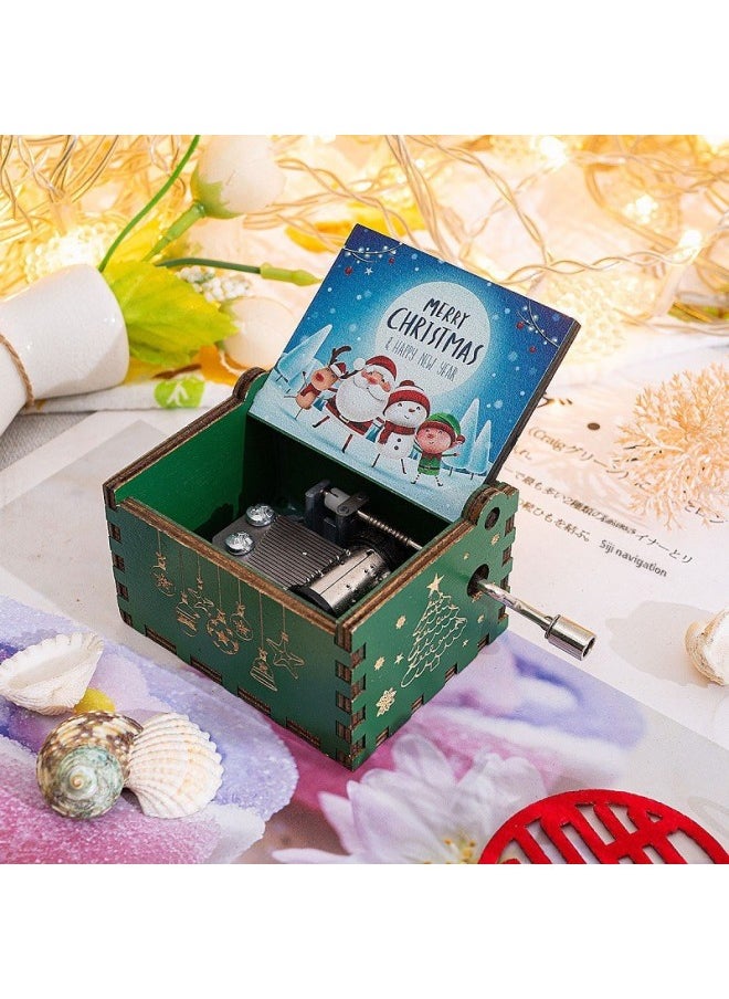 Generic - Music Box Customized Vintage Carving Exquisite Color Painting Drop Adhesive Printing And Logo Wooden Hand Music Box-Color:30-Dimensions:6.4*5.2*4.2cm - Image 1