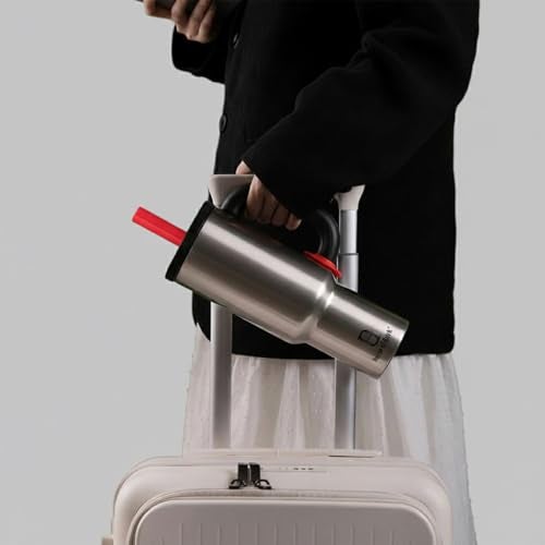 House of Quirk 1200ml Stainless Steel Tumbler with Handle, Straw & Straw Cap | Leakproof Water Bottle | Large Capacity Travel Mug (Chrome) - Image 4