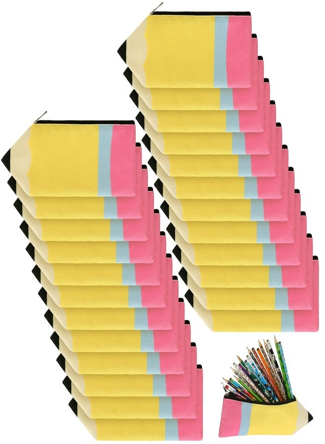 Harloon 12 Pcs Cute Pencil Case Teacher Appreciation Gift Kawaii Portable Pencil Shaped Pouch with Zipper large Capacity Stationery Organizer for School Supplies - Image 1