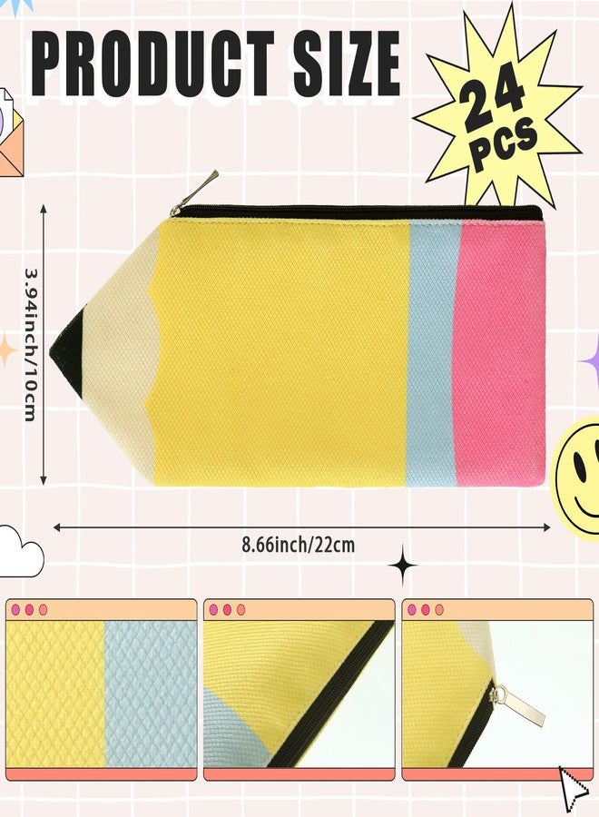 Harloon 12 Pcs Cute Pencil Case Teacher Appreciation Gift Kawaii Portable Pencil Shaped Pouch with Zipper large Capacity Stationery Organizer for School Supplies - Image 2