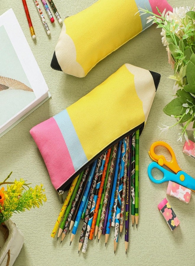 Harloon 12 Pcs Cute Pencil Case Teacher Appreciation Gift Kawaii Portable Pencil Shaped Pouch with Zipper large Capacity Stationery Organizer for School Supplies - Image 3