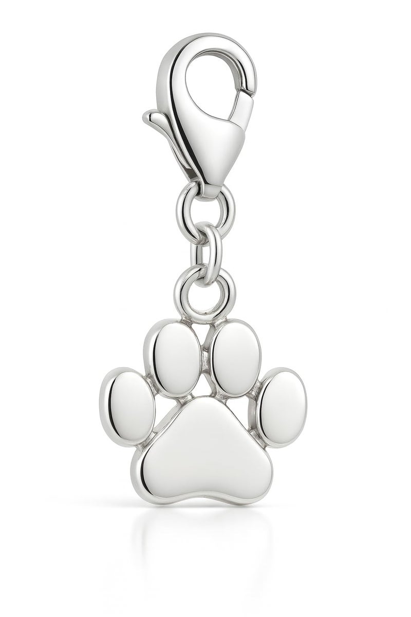 Sexy Sparkles Dog Paw Charm â€“ Clip-On with Lobster Clasp, Compatible with Charm Bracelets, Necklaces, and Accessories, Made of Copper and Alloy - Image 1