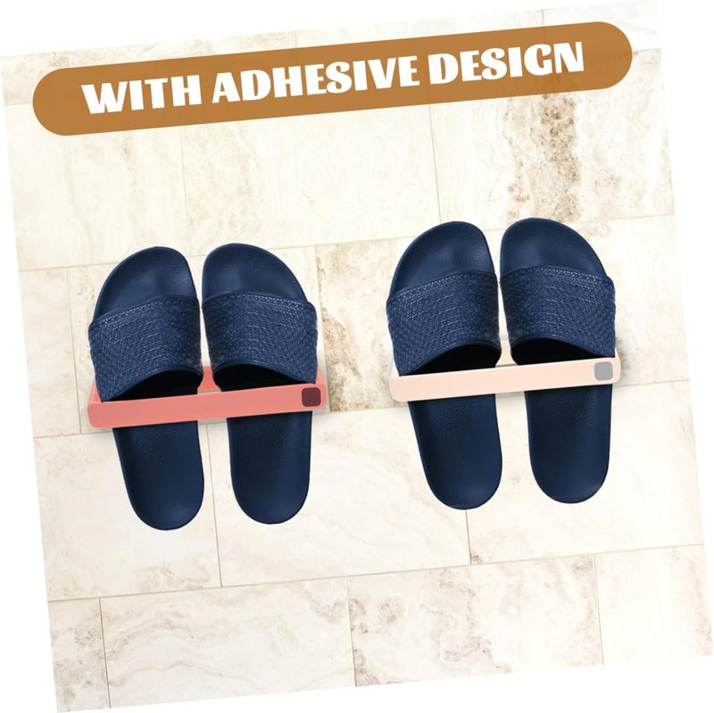 4pcs Wall-Mounted Slipper Rack Adhesive Shoe Storage Organizer for Bathroom Entryway Living Room Easy Installation Space-Saving Design Material - Image 4