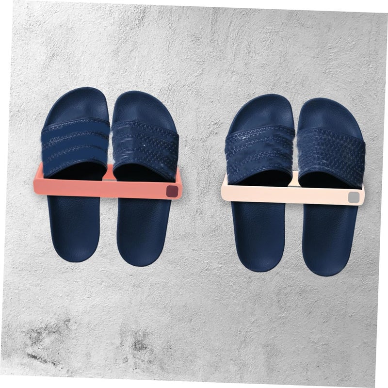 4pcs Wall-Mounted Slipper Rack Adhesive Shoe Storage Organizer for Bathroom Entryway Living Room Easy Installation Space-Saving Design Material - Image 2