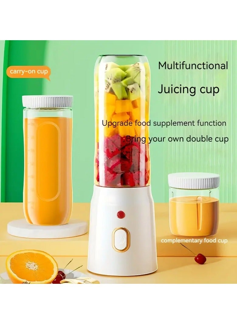 VIUAUAX 450ml Portable Blender, Portable and Rechargeable Battery Juice Blender, Portable Rechargeable Battery-Powered Dual-Use Juice Extractor, Multifunctional Juicer For Home Use, Mini, Dual Cups (Large and Small), Multifunctional,  ≤36V Operating Voltage, USB Rechargeable, Made of Plastic and Food Grade PP Cup, for Student Dormitory and Home Use - Image 2