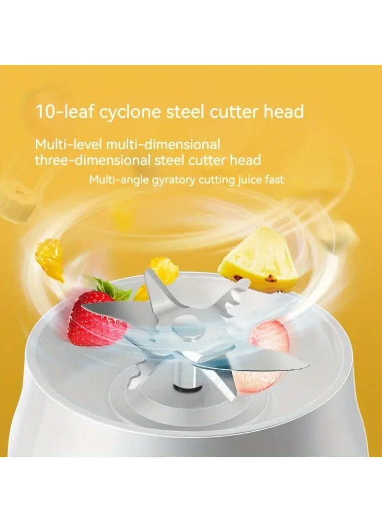 VIUAUAX 450ml Portable Blender, Portable and Rechargeable Battery Juice Blender, Portable Rechargeable Battery-Powered Dual-Use Juice Extractor, Multifunctional Juicer For Home Use, Mini, Dual Cups (Large and Small), Multifunctional,  ≤36V Operating Voltage, USB Rechargeable, Made of Plastic and Food Grade PP Cup, for Student Dormitory and Home Use - Image 3