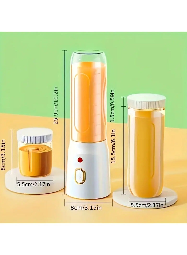 VIUAUAX 450ml Portable Blender, Portable and Rechargeable Battery Juice Blender, Portable Rechargeable Battery-Powered Dual-Use Juice Extractor, Multifunctional Juicer For Home Use, Mini, Dual Cups (Large and Small), Multifunctional,  ≤36V Operating Voltage, USB Rechargeable, Made of Plastic and Food Grade PP Cup, for Student Dormitory and Home Use - Image 4