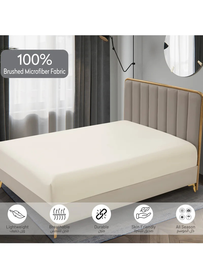 Donetella Bedding Fitted Sheet: 2-Pcs Single Size Solid Sheet With Pillowcases Set and Soft-Silky 30 Cm Extra Deep Brushed Microfiber Cooling Bed Sheet, Linen