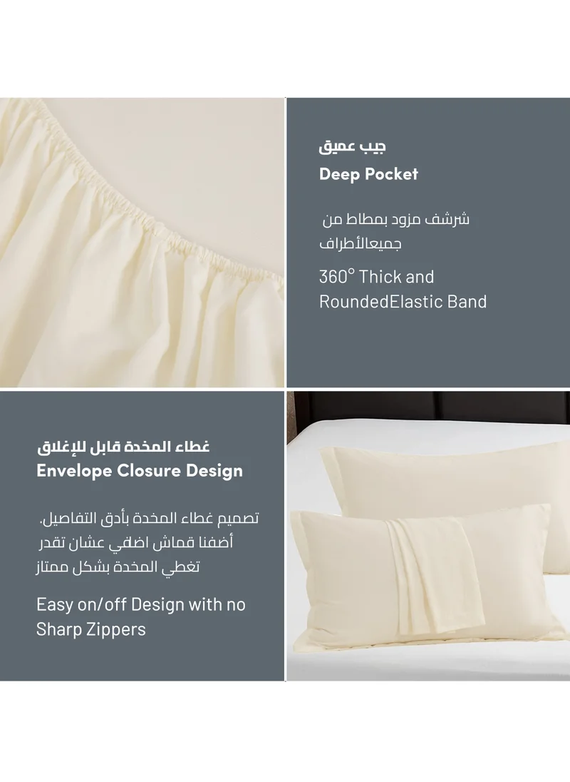 Donetella Bedding Fitted Sheet: 2-Pcs Single Size Solid Sheet With Pillowcases Set and Soft-Silky 30 Cm Extra Deep Brushed Microfiber Cooling Bed Sheet, Linen