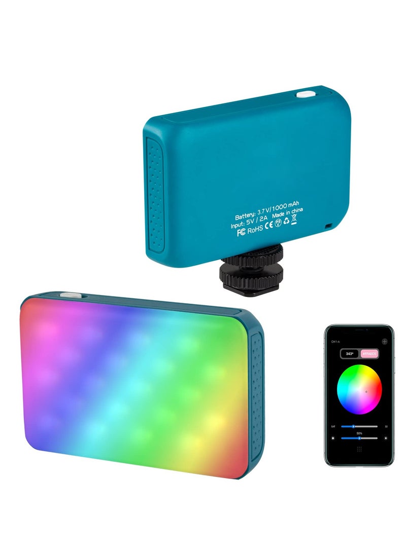 Excefore RGB Video Light, Bluetooth APP Control LED Camera Light 360° Full Color CRI95+ Dimmable 2800K-6800K Rechargeable Photography Lighting for DSLR, Conference, Vlog-Blue - Image 1