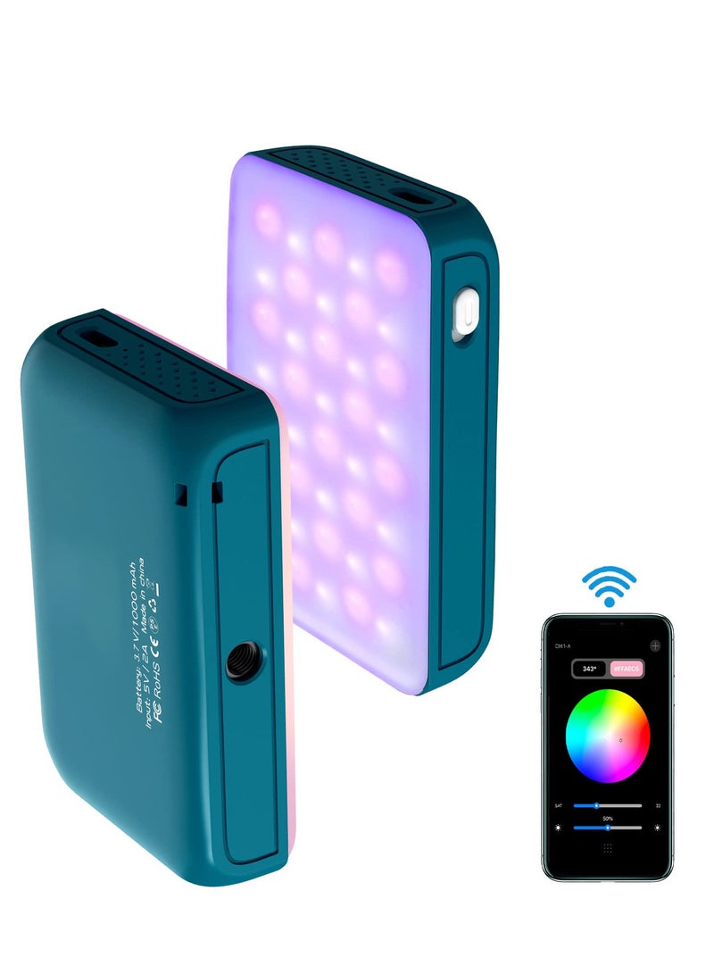 Excefore RGB Video Light, Bluetooth APP Control LED Camera Light 360° Full Color CRI95+ Dimmable 2800K-6800K Rechargeable Photography Lighting for DSLR, Conference, Vlog-Blue - Image 2