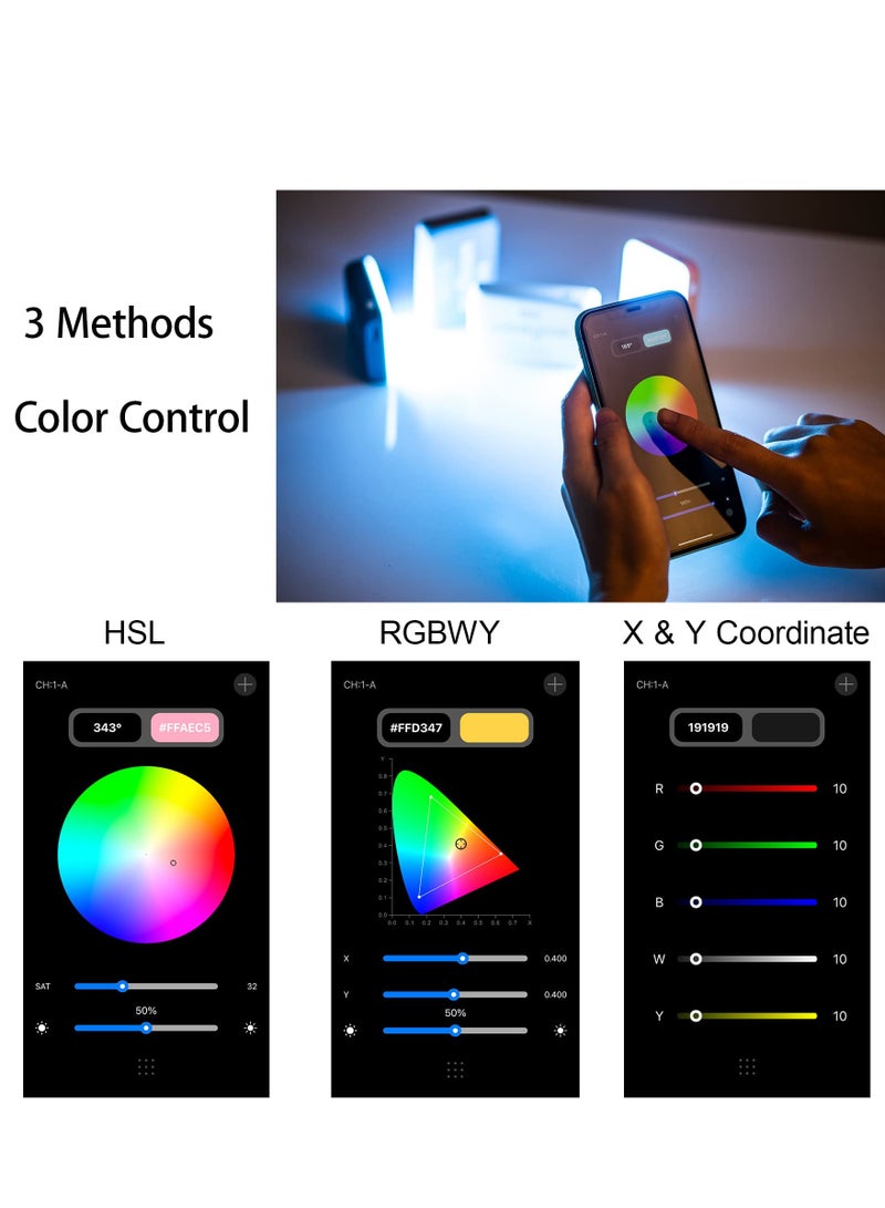 Excefore RGB Video Light, Bluetooth APP Control LED Camera Light 360° Full Color CRI95+ Dimmable 2800K-6800K Rechargeable Photography Lighting for DSLR, Conference, Vlog-Blue - Image 5