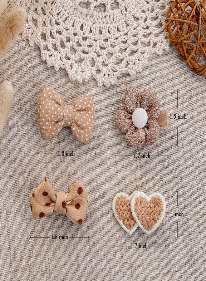 EleMirsa 12pcs Girl's Hair Clips Brown Bow Fabric Snap Hair Clips Brown Flower Hair clips Bow Hair Accessories for Little Girl Teens Toddler Kids - Image 5