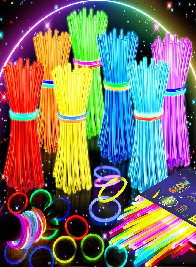 HONLYNE 200 Kit Glow Sticks Party Favors Bulk, 100 Pcs 8" Glow Sticks & Connectors for Glow in the Dark Party Supplies, Neon Bracelets and Necklaces for Raves, Halloween, Christmas, Easter - Image 1