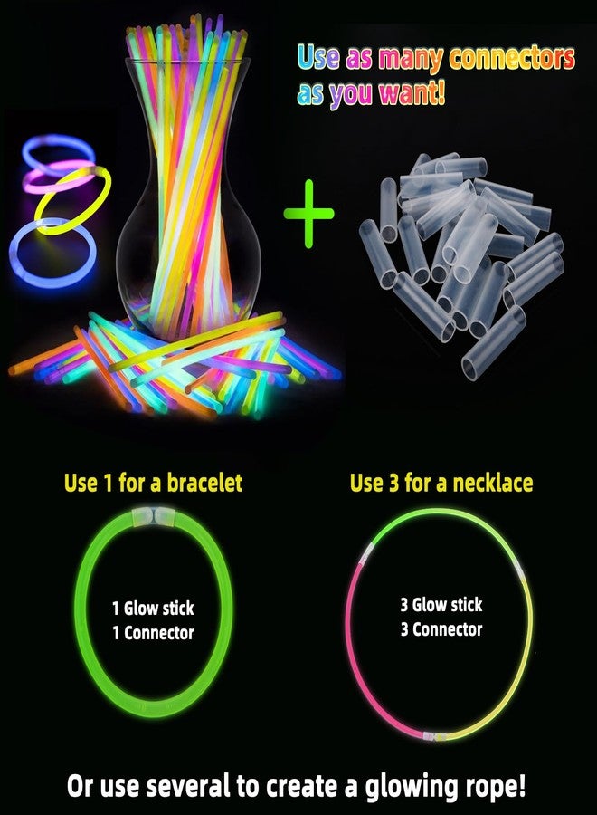 HONLYNE 200 Kit Glow Sticks Party Favors Bulk, 100 Pcs 8" Glow Sticks & Connectors for Glow in the Dark Party Supplies, Neon Bracelets and Necklaces for Raves, Halloween, Christmas, Easter - Image 4