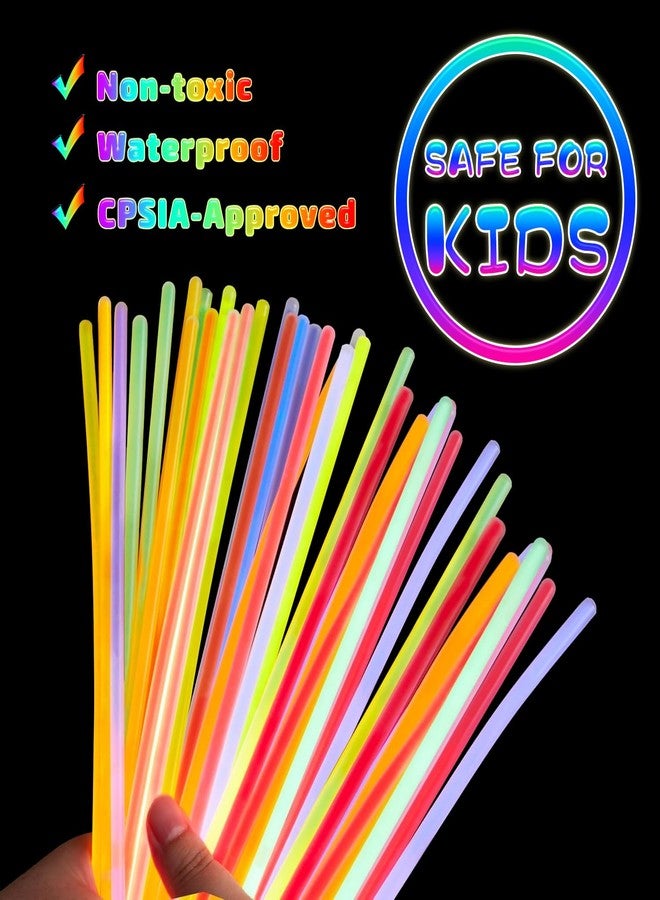 HONLYNE 200 Kit Glow Sticks Party Favors Bulk, 100 Pcs 8" Glow Sticks & Connectors for Glow in the Dark Party Supplies, Neon Bracelets and Necklaces for Raves, Halloween, Christmas, Easter - Image 2