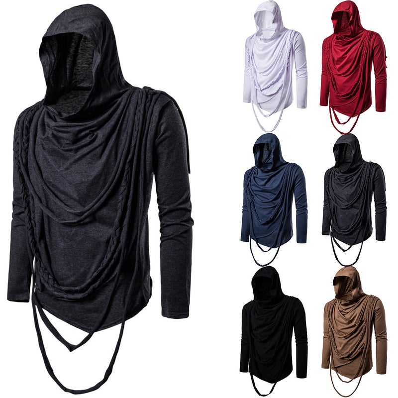 2020 Autumn European Code Trend Long Sleeve Hooded Pullover Pile Collar Hip Hop Long Sleeve T-Shirt Bottoming Yt051 - Image 2
