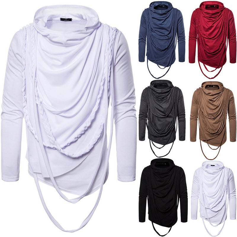 2020 Autumn European Code Trend Long Sleeve Hooded Pullover Pile Collar Hip Hop Long Sleeve T-Shirt Bottoming Yt051 - Image 3