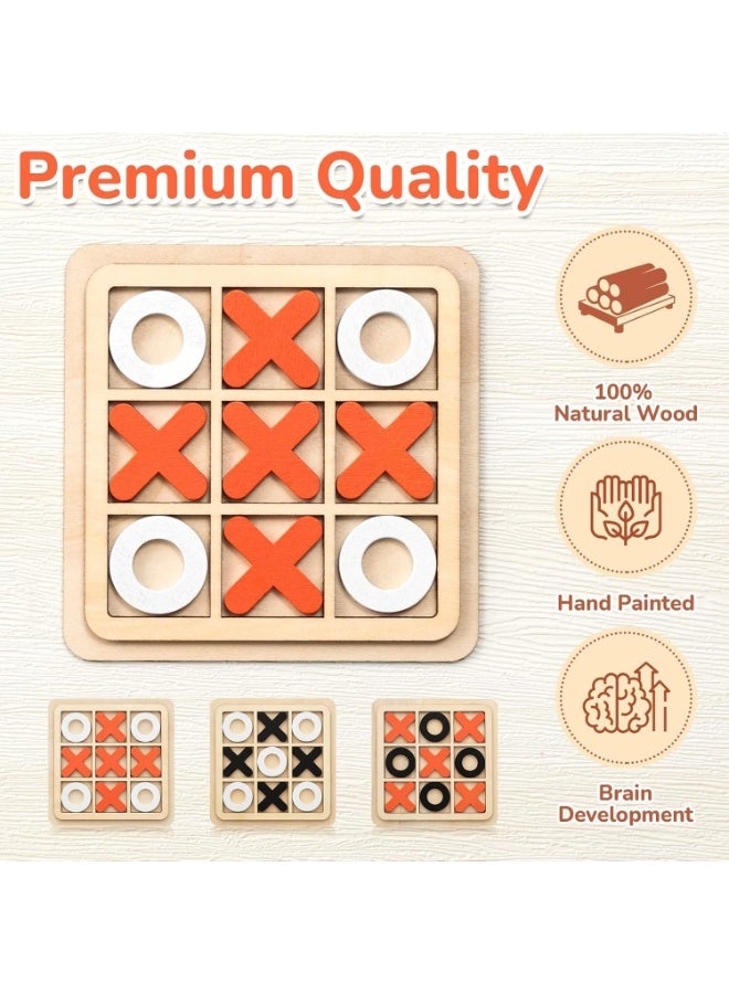 سنابترون لعبة إكس أو الخشبية المكونة من 6 قطع للأطفال، لعبة لوحية صغيرة، لعبة شطرنج إكس أو، لعبة ألغاز عائلية للأطفال، ألعاب تعليمية للأطفال - Image 2