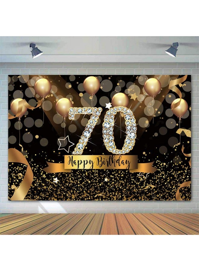 sensfun خلفية عيد الميلاد السبعين المتلألئة بالذهب بالون أسود وذهبي للتصوير للنساء لافتة عيد الميلاد السبعين السعيدة 7X5 قدم - Image 3