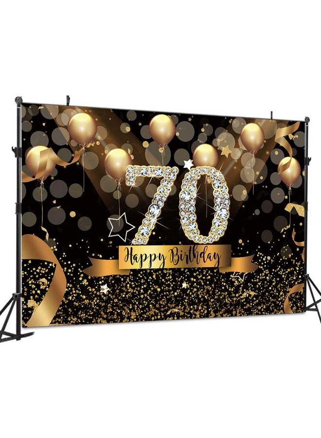 sensfun خلفية عيد الميلاد السبعين المتلألئة بالذهب بالون أسود وذهبي للتصوير للنساء لافتة عيد الميلاد السبعين السعيدة 7X5 قدم - Image 2