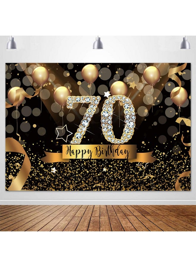 sensfun خلفية عيد الميلاد السبعين المتلألئة بالذهب بالون أسود وذهبي للتصوير للنساء لافتة عيد الميلاد السبعين السعيدة 7X5 قدم - Image 5