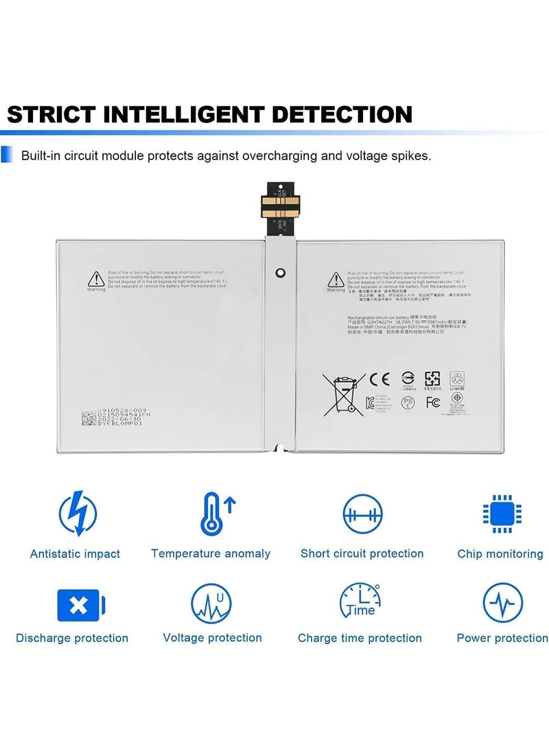 Replacement Battery G3HTA027H DYNR01 For Microso ft Surface Pro 4 Pro 4 1724 Series Tablet 7.5V 5087mAh/38.2Wh; - Image 5